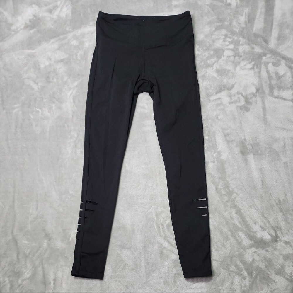 Jo + Jax Black Leggings with Decorative Cutouts on Calves Size Small